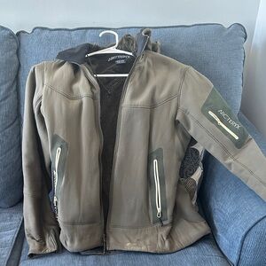 Arc'teryx Khaki water proof with inside fleece jacket